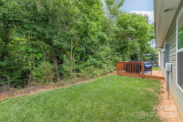 1405 Amberlight Cir, Salisbury, NC 28144 - view of grassy yard featuring a wooden deck