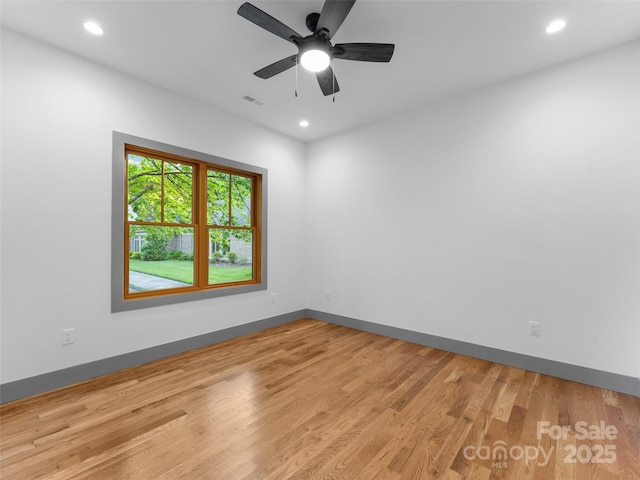 314 Gallimore Rd Unit 1, Brevard, NC 28712 - unfurnished room featuring baseboards, light wood-style flooring, recessed lighting, and ceiling fan