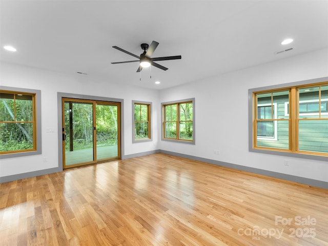314 Gallimore Rd Unit 1, Brevard, NC 28712 - spare room with a ceiling fan, wood finished floors, baseboards, and recessed lighting