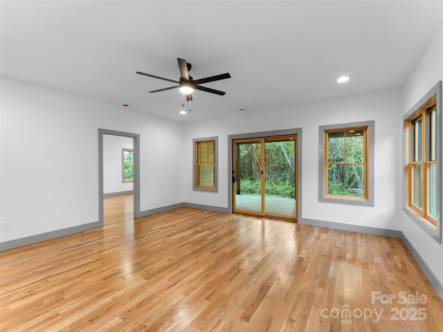 314 Gallimore Rd Unit 1, Brevard, NC 28712 - unfurnished room featuring light wood finished floors, a ceiling fan, baseboards, and recessed lighting