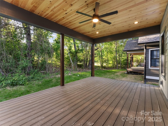 314 Gallimore Rd Unit 1, Brevard, NC 28712 - deck with a ceiling fan and a lawn