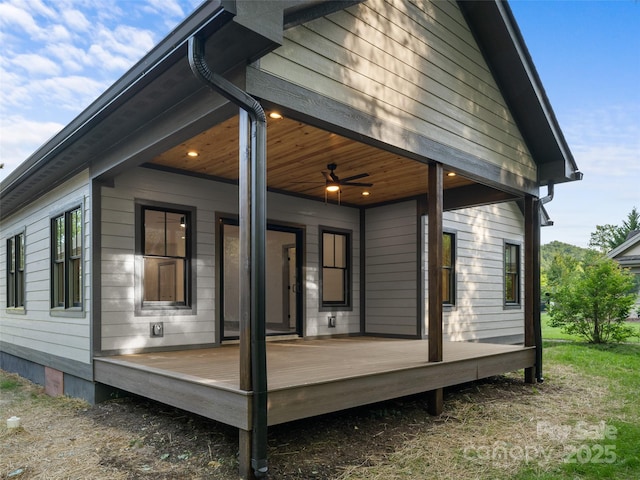 314 Gallimore Rd Unit 1, Brevard, NC 28712 - back of property with a ceiling fan and a deck