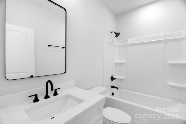 2104 County Line Rd, Kings Mountain, NC 28086 - full bathroom featuring toilet, vanity, and bathtub / shower combination