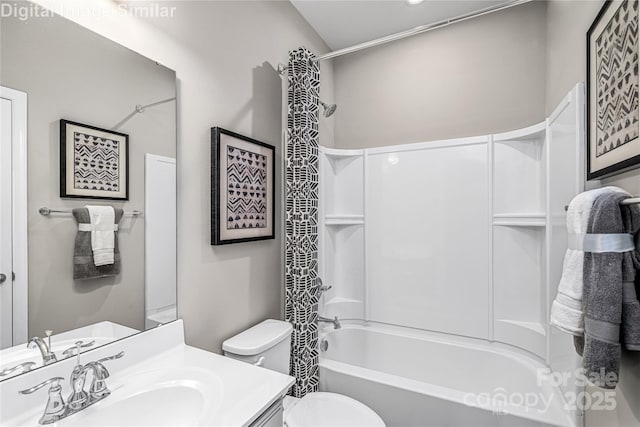 7633 Griffins Gate Dr, Concord, NC 28025 - bathroom with shower / tub combo with curtain, vanity, and toilet