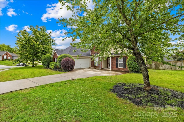 4809 Mossy Cup Ln, Monroe, NC 28110 - obstructed view of property with brick siding, a garage, and concrete driveway