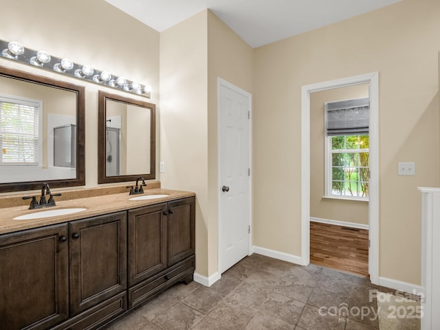 24 Yorktown Cir, Arden, NC 28704 - bathroom with double vanity, baseboards, and tile patterned flooring