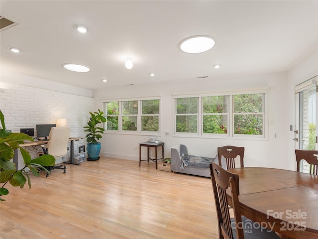 6 Browntown Rd, Asheville, NC 28803 - dining room featuring light wood finished floors, a desk, baseboards, and recessed lighting