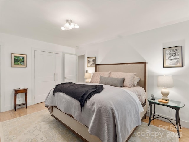 6 Browntown Rd, Asheville, NC 28803 - bedroom with light wood-type flooring, a closet, and baseboards