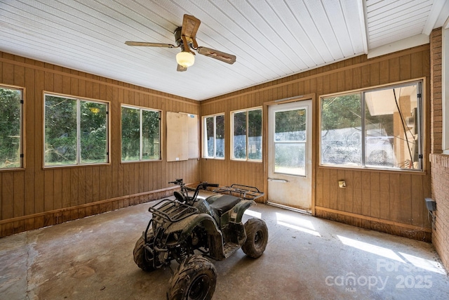 1810 Country Manor Ln Unit 34, Rock Hill, SC 29730 - sunroom featuring plenty of natural light, ceiling fan, and wood walls