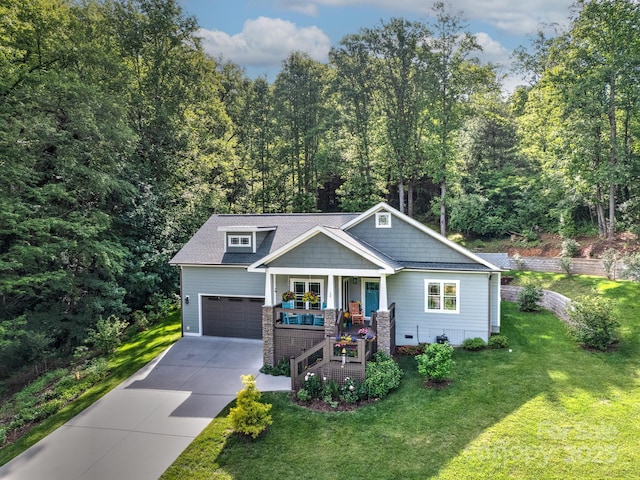 26 Addison Fisher Way, Asheville, NC 28805 - craftsman inspired home featuring a porch, a garage, driveway, a front lawn, and stairs
