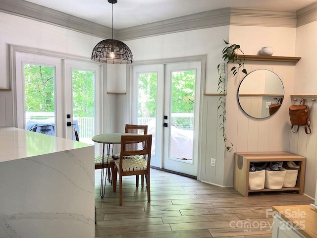 3314 Mara Ct, Matthews, NC 28105 - dining room with french doors, healthy amount of natural light, and ornamental molding