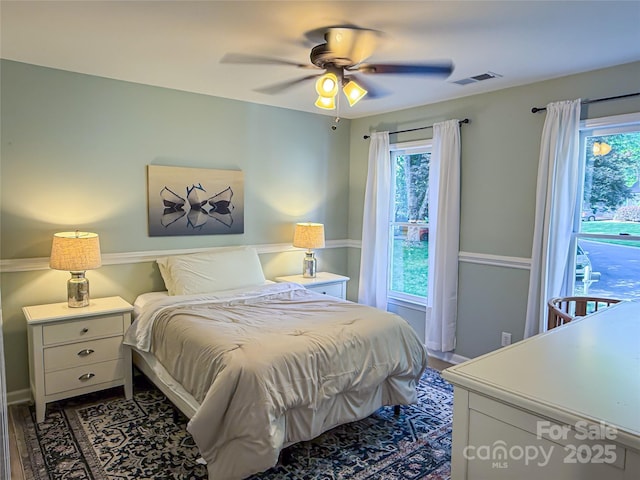 3314 Mara Ct, Matthews, NC 28105 - bedroom featuring dark wood finished floors and ceiling fan