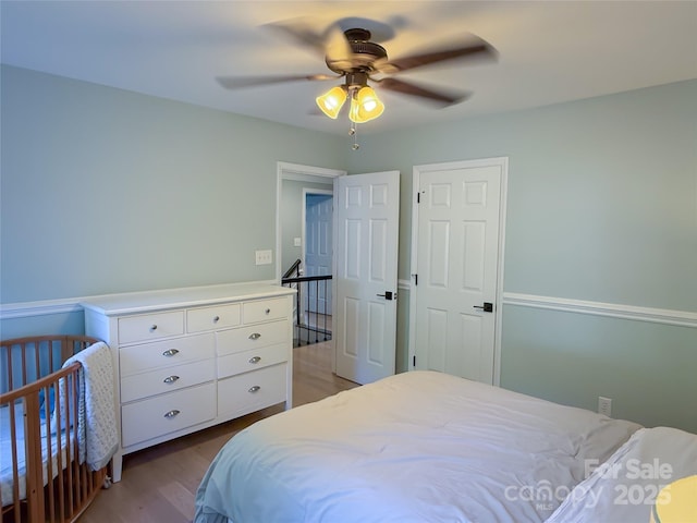3314 Mara Ct, Matthews, NC 28105 - bedroom with wood finished floors and a ceiling fan