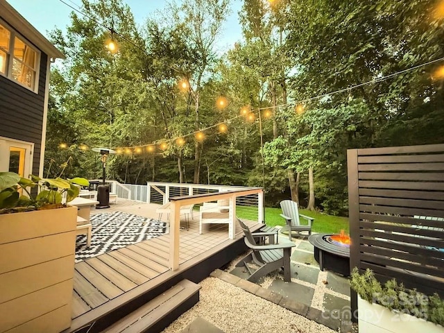 3314 Mara Ct, Matthews, NC 28105 - wooden deck featuring a fire pit