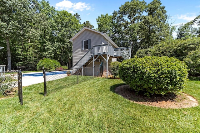 1827 Beckner Rd, Lexington, NC 27292 - rear view of house with stairs and a deck