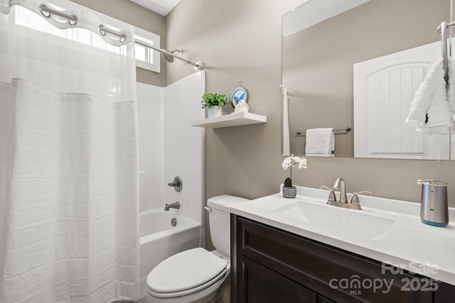 73 41st Ave NW, Hickory, NC 28601 - bathroom featuring vanity, shower / tub combo with curtain, and toilet