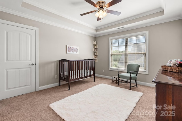 73 41st Ave NW, Hickory, NC 28601 - bedroom with a tray ceiling, carpet, ornamental molding, and baseboards