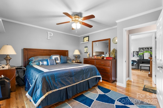 10 Hunters Ridge Ct, Granite Falls, NC 28630 - bedroom featuring wood finished floors, crown molding, ceiling fan, and baseboards