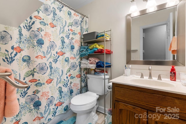 10 Hunters Ridge Ct, Granite Falls, NC 28630 - full bathroom with vanity, toilet, and a shower with shower curtain