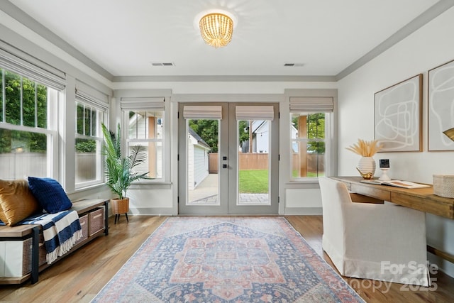 343 Melbourne Ct, Charlotte, NC 28209 - entryway with french doors, healthy amount of natural light, and light wood finished floors