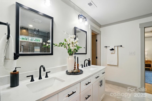 343 Melbourne Ct, Charlotte, NC 28209 - full bathroom with double vanity, a tile shower, and ensuite bath