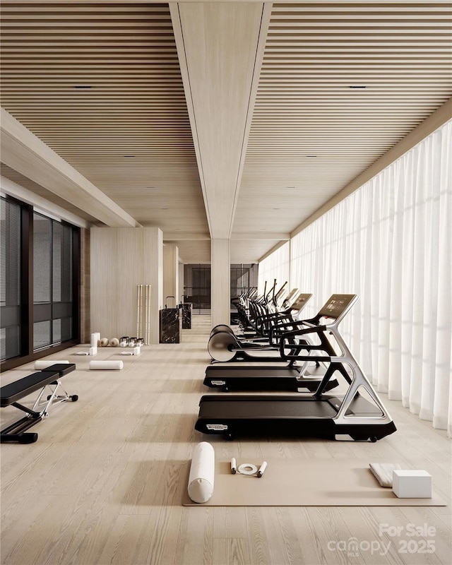 161 Church St Unit 305, Asheville, NC 28801 - gym with wooden ceiling