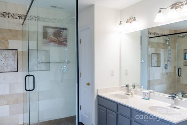 435 Riverwalk Dr NW, Concord, NC 28027 - full bath with double vanity and a stall shower