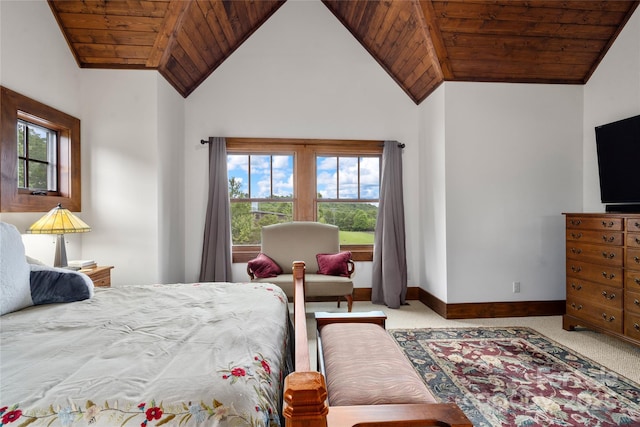 4862 Pinnacle Mountain Rd, Zirconia, NC 28790 - bedroom with carpet flooring, wooden ceiling, and lofted ceiling