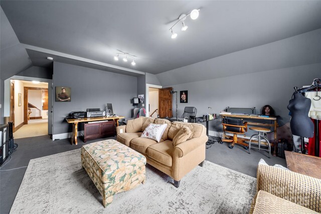 4862 Pinnacle Mountain Rd, Zirconia, NC 28790 - living area with lofted ceiling and an office area