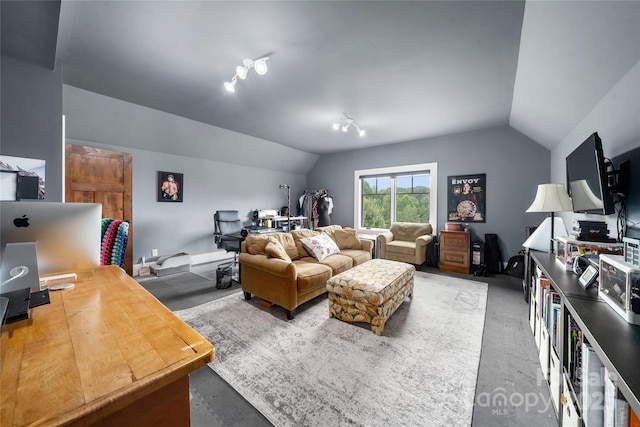 4862 Pinnacle Mountain Rd, Zirconia, NC 28790 - living area featuring vaulted ceiling and an office area