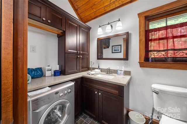 4862 Pinnacle Mountain Rd, Zirconia, NC 28790 - laundry room with washer / clothes dryer and wood ceiling