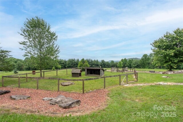 4862 Pinnacle Mountain Rd, Zirconia, NC 28790 - view of yard with a view of rural / pastoral area, an outdoor structure, and a gate