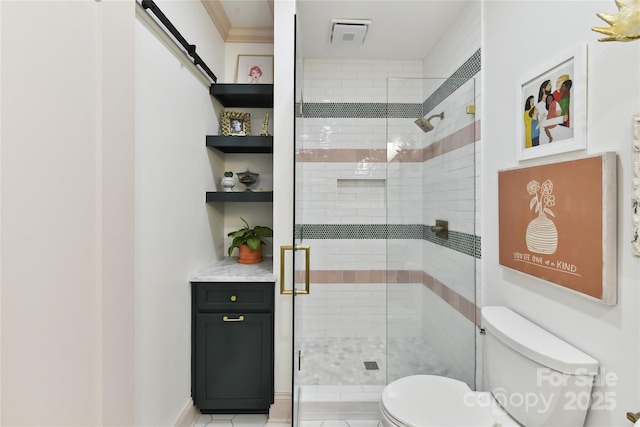 164 Twin Sisters Ln, Mooresville, NC 28117 - full bathroom featuring toilet, a shower stall, and tile patterned floors