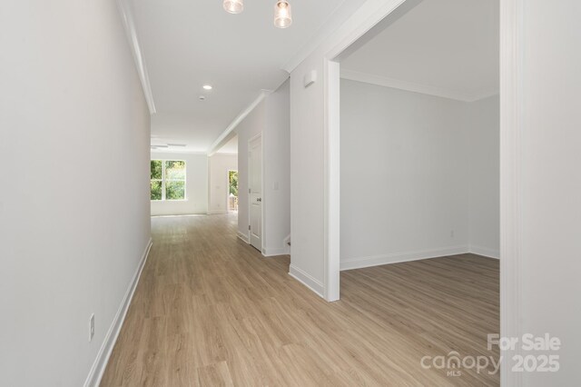 1807 Country Club Rd, Lincolnton, NC 28092 - corridor featuring crown molding, light wood finished floors, and baseboards
