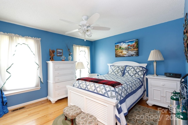 517 Powell St, Rock Hill, SC 29732 - bedroom with light wood-style floors, ceiling fan, baseboards, and a textured ceiling