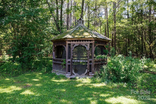 517 Powell St, Rock Hill, SC 29732 - view of outdoor structure featuring a gazebo and a forest view