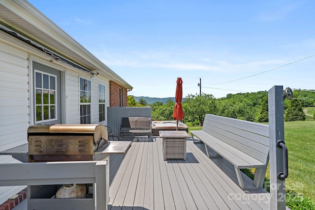 250 Huey Rd, Marshall, NC 28753 - deck with an outdoor living space and a mountain view