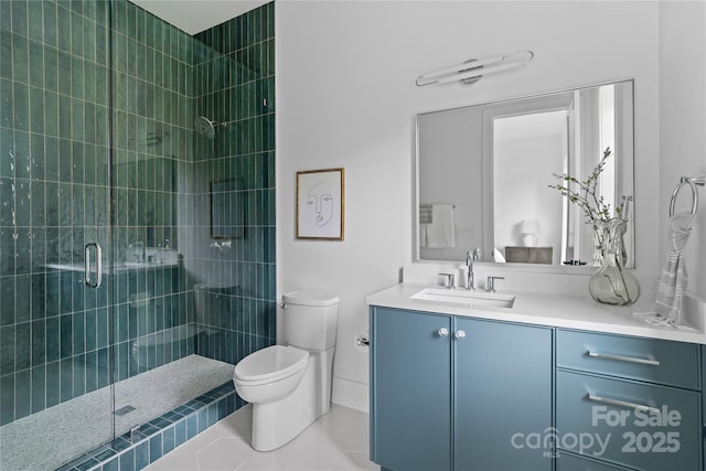 3822 Topsfield Rd, Charlotte, NC 28211 - bathroom with vanity, a shower stall, and tile patterned flooring