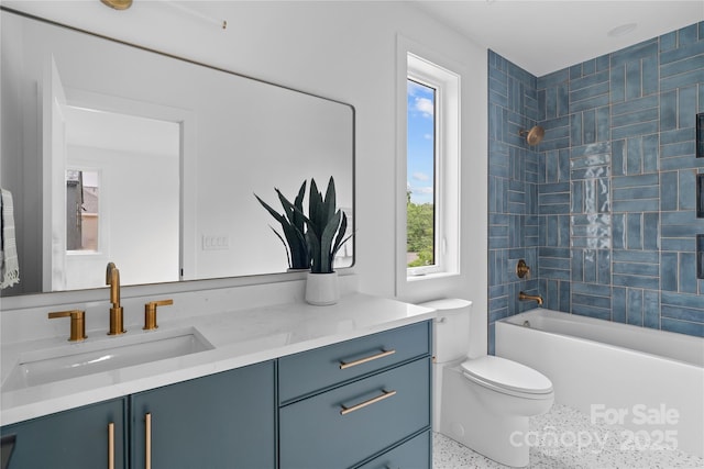 3822 Topsfield Rd, Charlotte, NC 28211 - full bath featuring vanity, shower / bathtub combination, and speckled floor