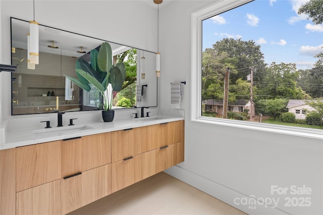 3822 Topsfield Rd, Charlotte, NC 28211 - bathroom with double vanity and a shower