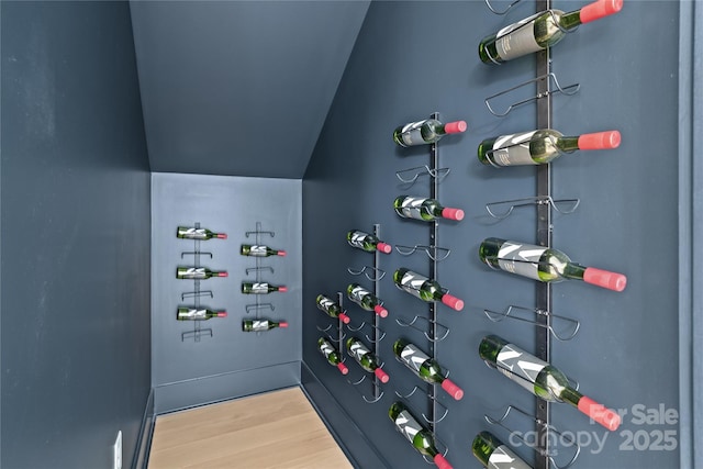 3822 Topsfield Rd, Charlotte, NC 28211 - wine cellar featuring wood finished floors and lofted ceiling