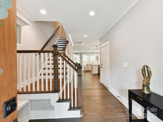 2517 Marlowe Ave, Charlotte, NC 28208 - stairway with wood finished floors and recessed lighting