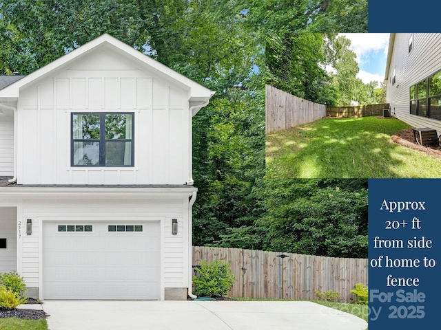 2517 Marlowe Ave, Charlotte, NC 28208 - view of front facade featuring board and batten siding, a garage, and concrete driveway