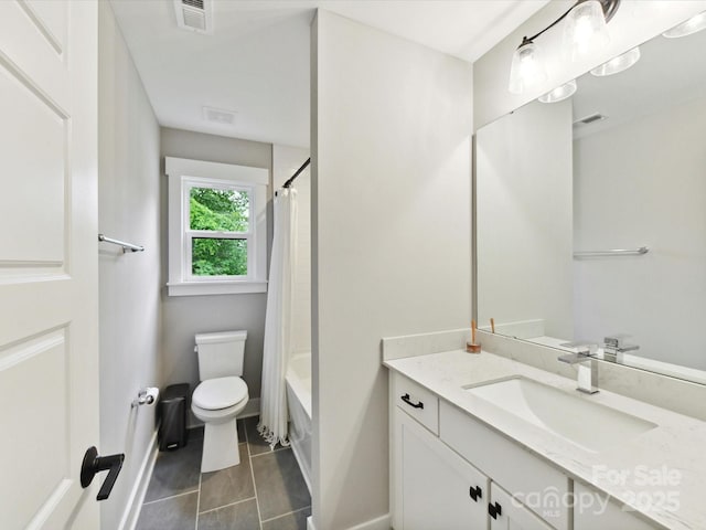 2517 Marlowe Ave, Charlotte, NC 28208 - bathroom with vanity, tile patterned floors, and shower / bath combo with shower curtain