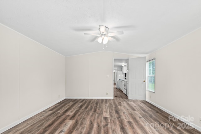 1884 Kensway Dr, Hudson, NC 28638 - unfurnished living room featuring ceiling fan, wood finished floors, baseboards, and a textured ceiling