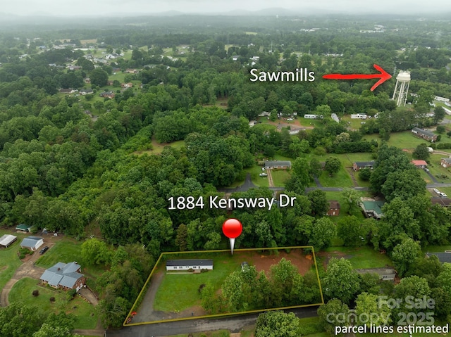 1884 Kensway Dr, Hudson, NC 28638 - view of property location with property parcel outlined and a forest
