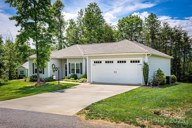 2146 Derby Ct, Morganton, NC 28655 - single story home featuring a garage, a front yard, driveway, and a shingled roof