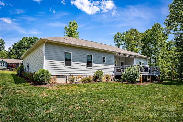 2146 Derby Ct, Morganton, NC 28655 - rear view of house with a deck, a lawn, and cooling unit