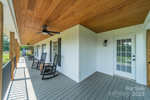 8698 Rocky River Rd, Harrisburg, NC 28075 - porch with a ceiling fan