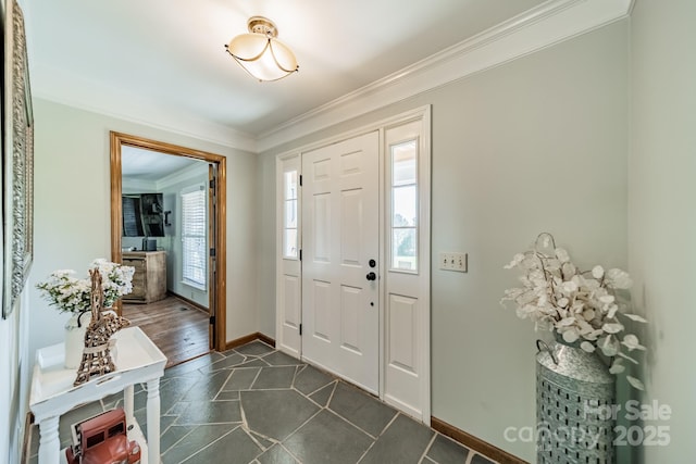 8698 Rocky River Rd, Harrisburg, NC 28075 - foyer featuring crown molding and baseboards